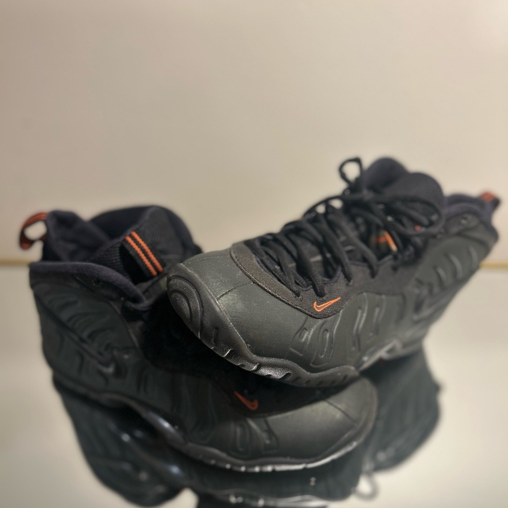 Nike Foamposites Black Sneakers with Orange Accents 🍊